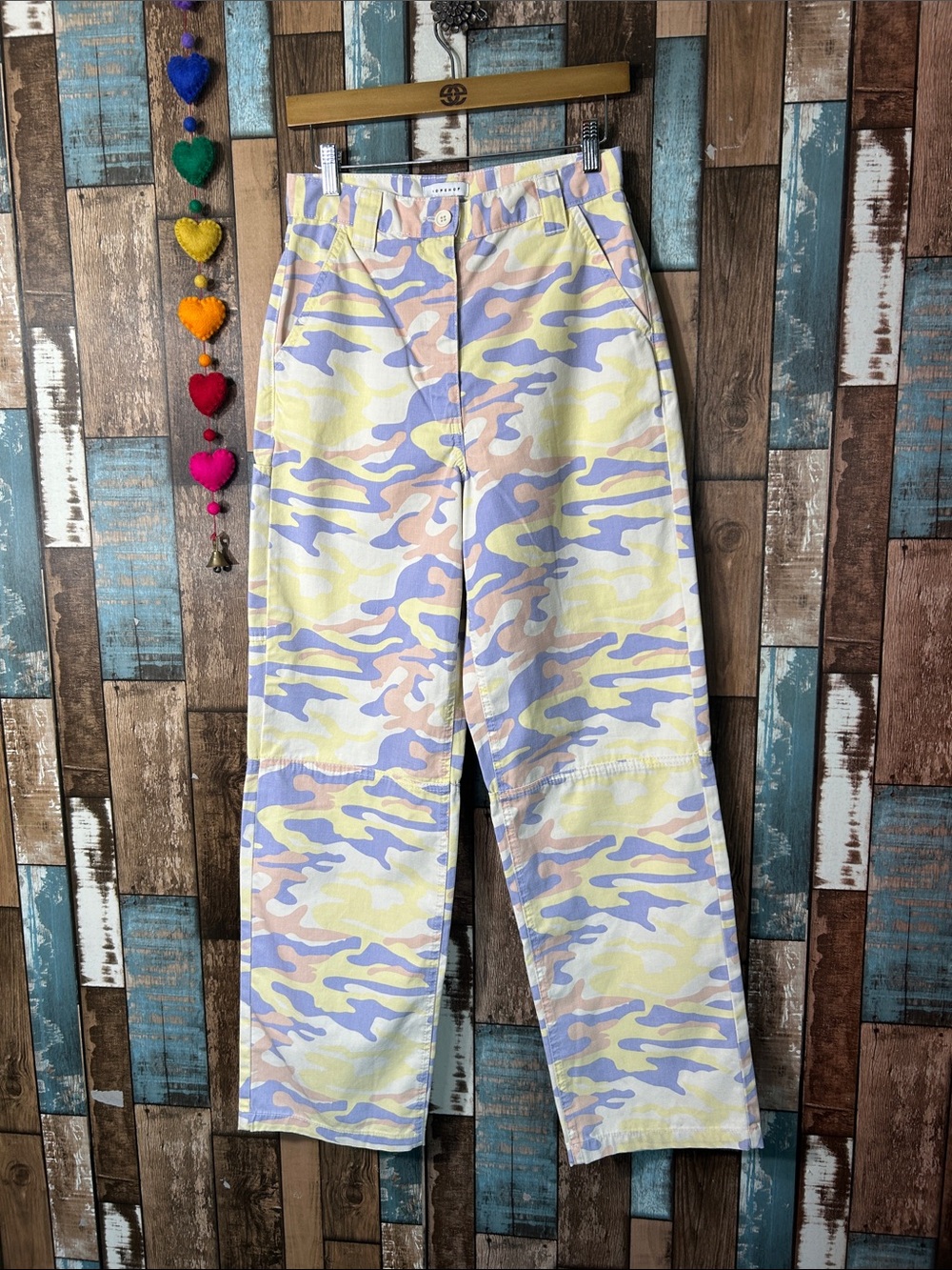 Topshop pastel camouflage cargo pants